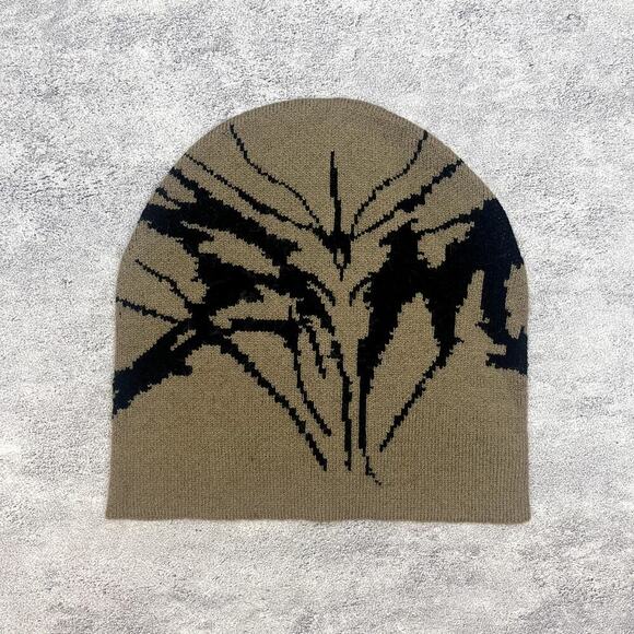 Y2k 2000s grunge gothic punk beige warm weather beanie - Picture 1 of 6